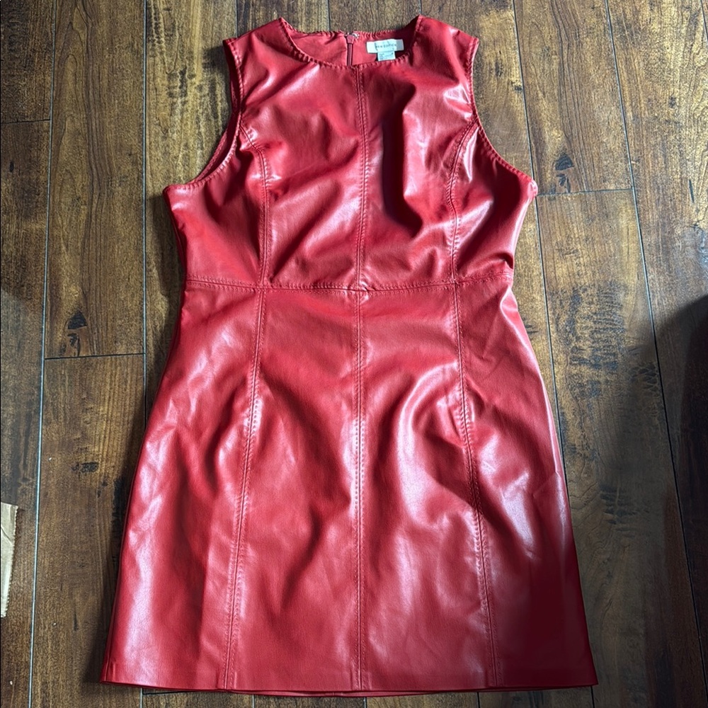 H&M Red Faux Leather Mini Dress